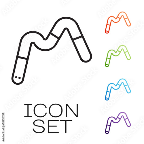 Black line Jelly worms candy icon isolated on white background. Set icons colorful. Vector.