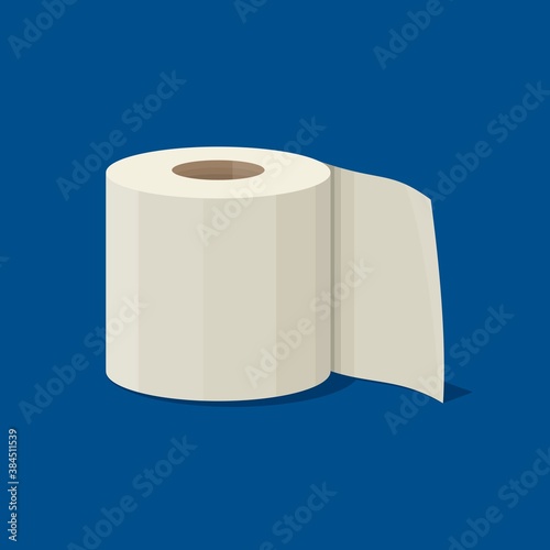 Roll of toilet paper icon in flat style isolated on blue background. Vector illustration