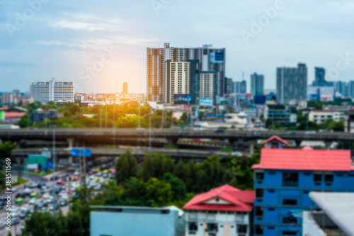 blurred City house building Bangkok,Thailand