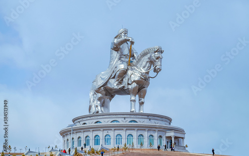 Equestrian statue of Genghis Khan at the outskirt of Ulaanbaatar city. 