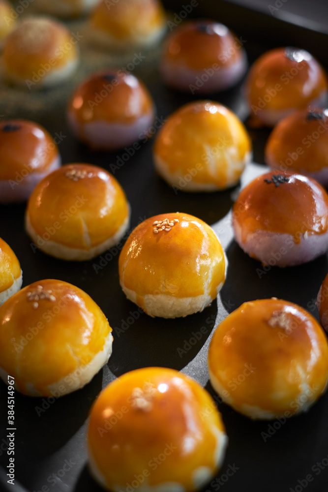 Fresh out of the oven delicious egg yolk pastry, in the room
Fresh out of the oven delicious egg yolk pastry, in the room