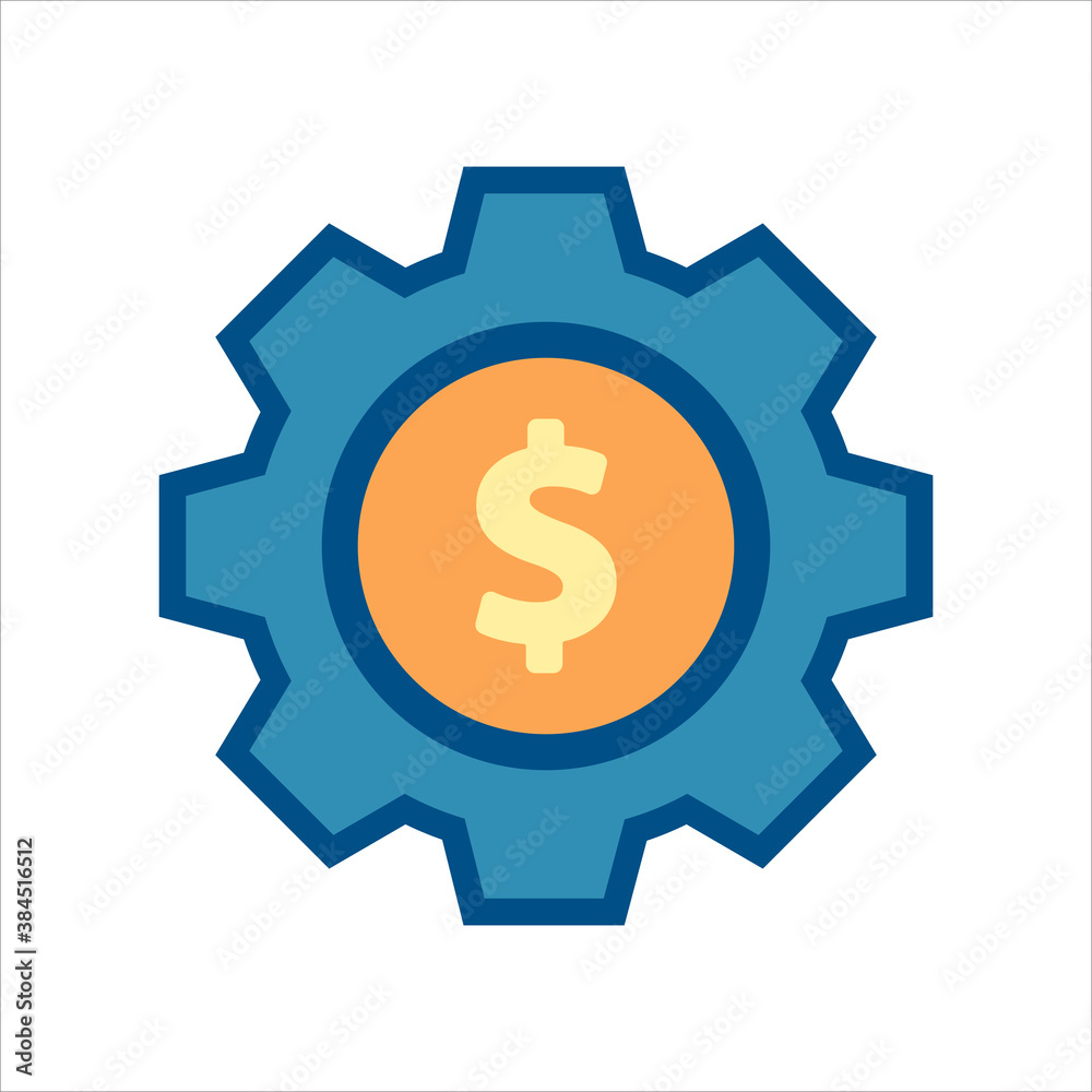 setting gear icon vector. setting gear with money icon .flat design style icon vector concept setting gear icon vector. setting gear with money icon .flat design style icon vector concept