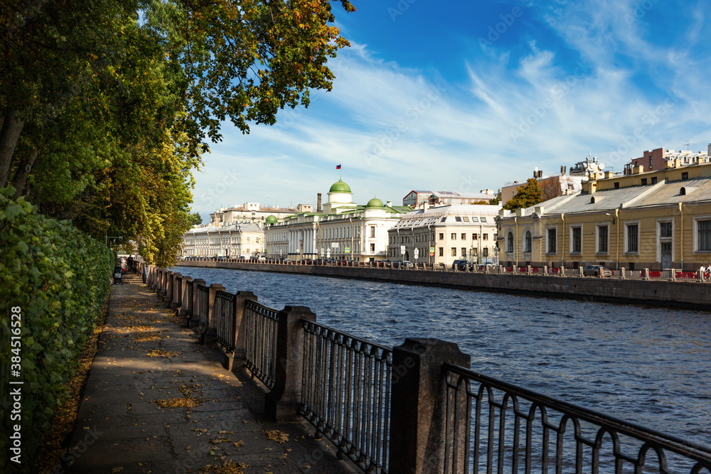 Embankment of the Fontanka river in Saint-Petersburg.