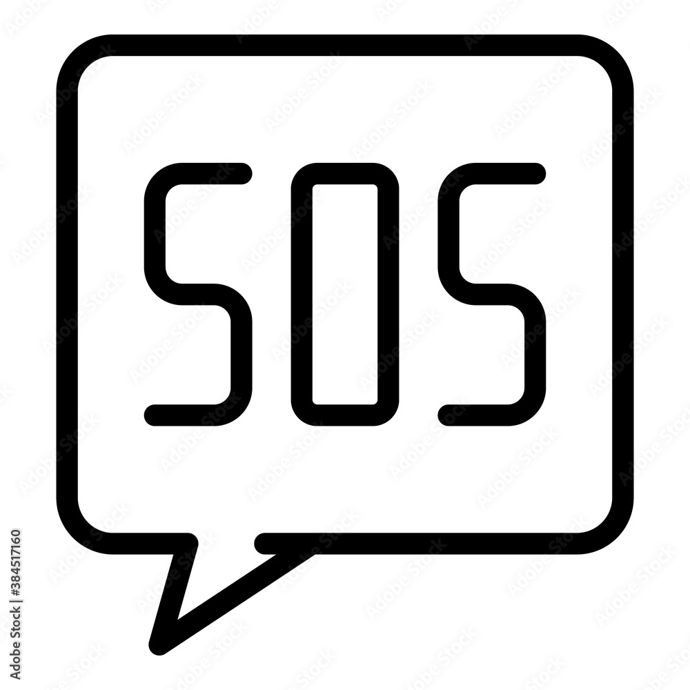 Sos chat icon. Outline sos chat vector icon for web design isolated on white background Sos chat icon. Outline sos chat vector icon for web design isolated on white background