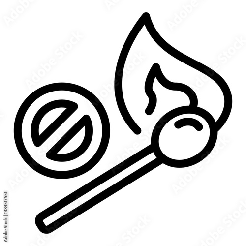 Flame wood matches icon. Outline flame wood matches vector icon for web design isolated on white background
