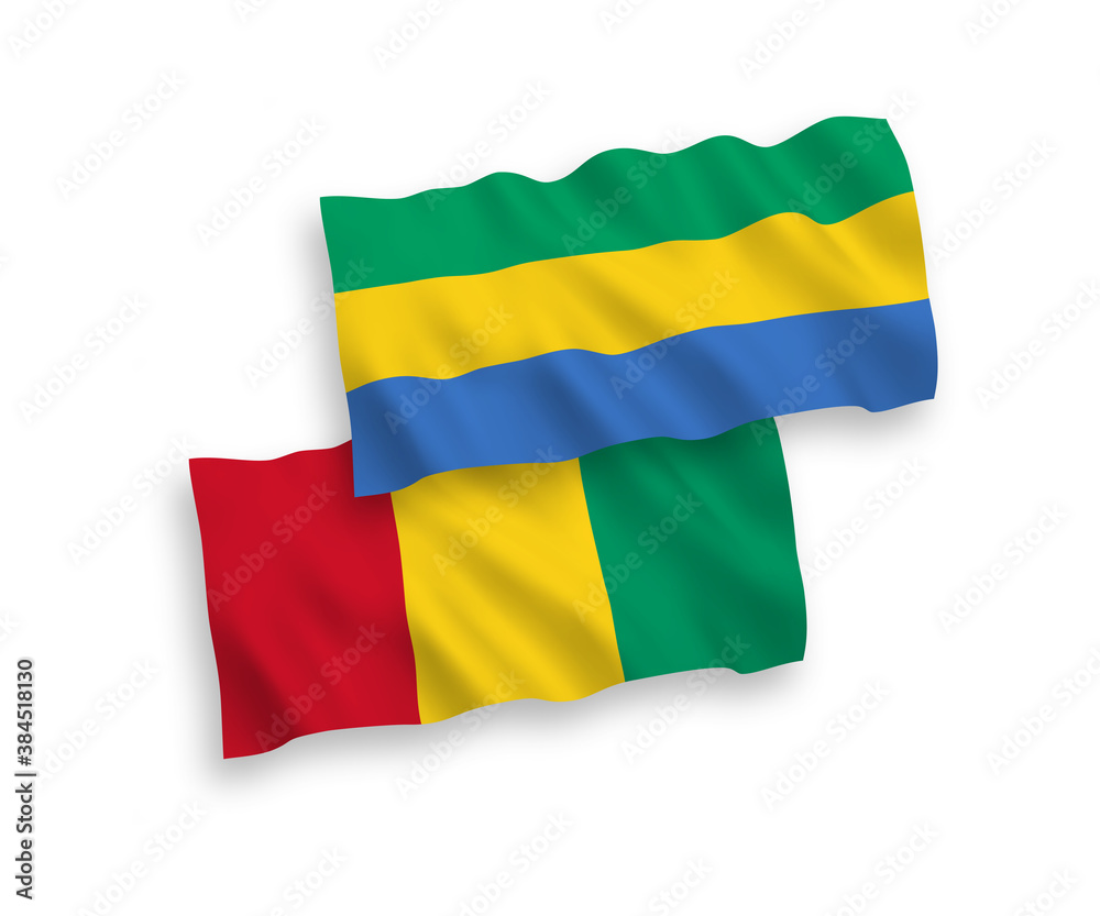 Obraz premium Flags of Guinea and Gabon on a white background