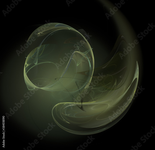 3D visualization and isolated abstract fractal on a black background. The abstract computer is generated by a fractal design. creative background