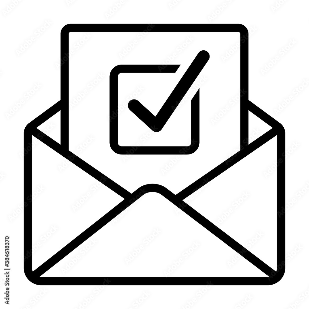 Absentee ballot vote by mail with envelope line art vector icon for voting apps and websites Absentee ballot vote by mail with envelope line art vector icon for voting apps and websites