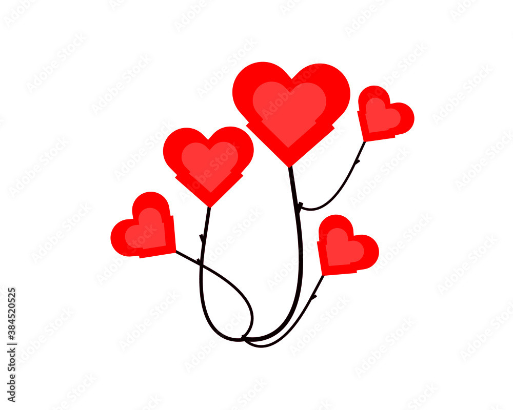 set hearts isolated on white
