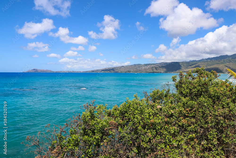 Coastal cliffs rock platforms, China Walls, Oahu, Hawaii Coastal cliffs rock platforms, China Walls, Oahu, Hawaii