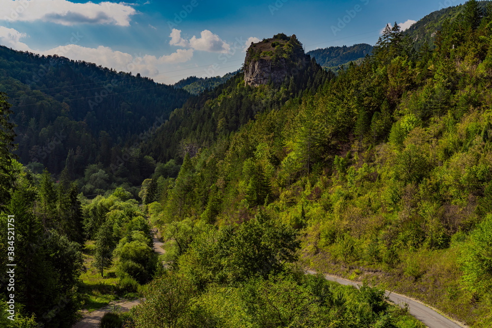 Distance view on the Ravna stena (Flat rock) of mountain Tara in Serbia