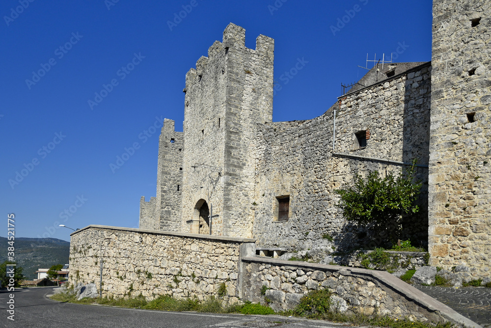 A section of the walls surrounding the medieval village of Vico nel Lazio, in the province of Frosinone.