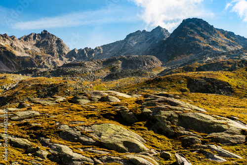 Landscape in the mountains. Mountain pass-over in Switzerland. 