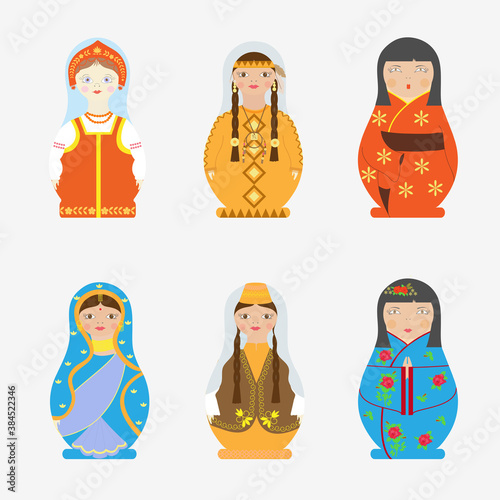 A set of matryoshka in national costumes