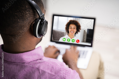 African Man Video Conference Learning Webinar