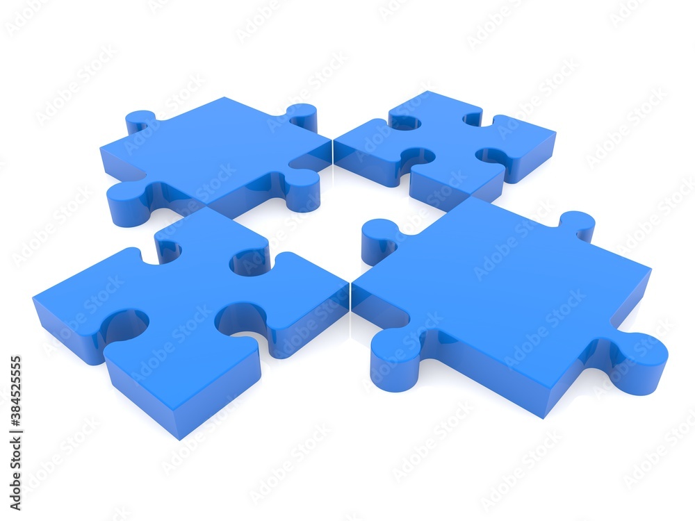 Blue puzzle with a space in the center on white Blue puzzle with a space in the center on white