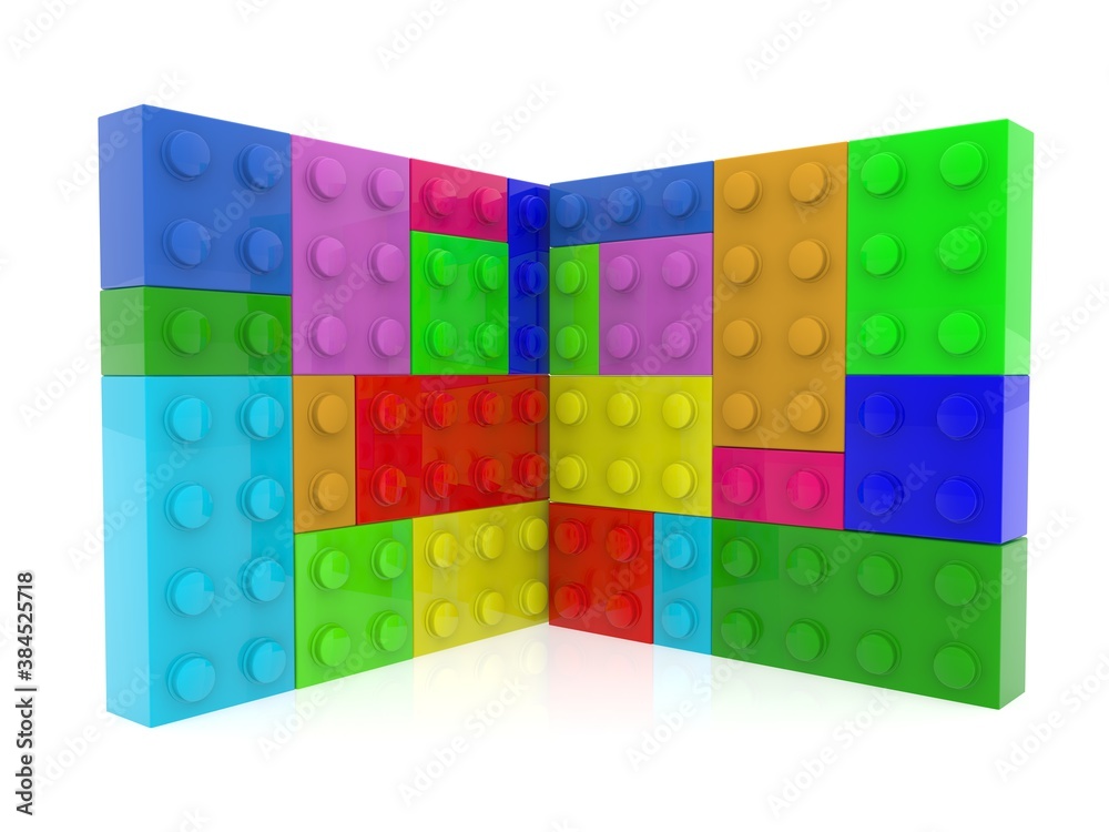 Two colored toy brick walls Two colored toy brick walls