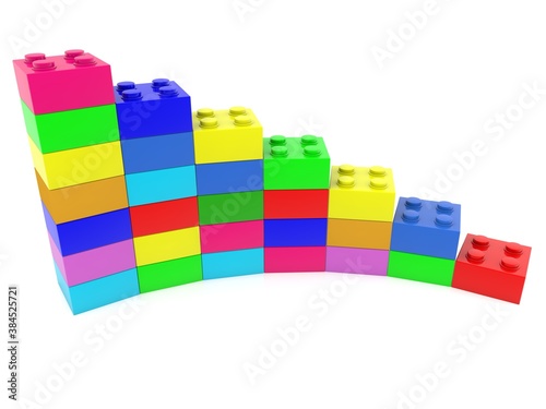 Colorful toy bricks at an abstract business rate