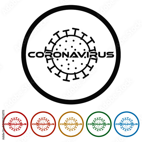 Coronavirus sign ring icon, color set