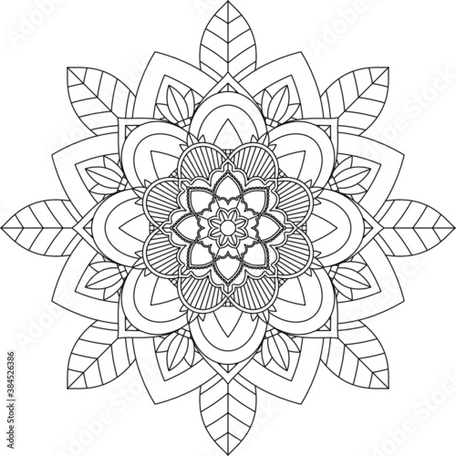 Easy Mandala coloring book simple and basic for beginners  seniors and children. Set of Mehndi flower pattern for Henna drawing and tattoo. Decoration in ethnic oriental  Indian style.