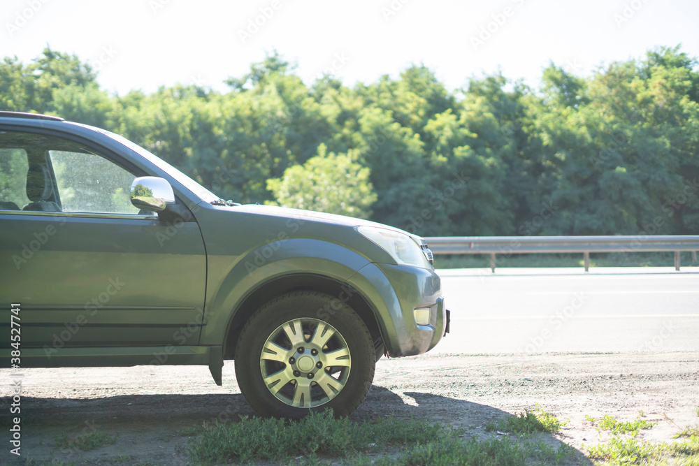 travel by car, vehicle parked, stopped on the highway