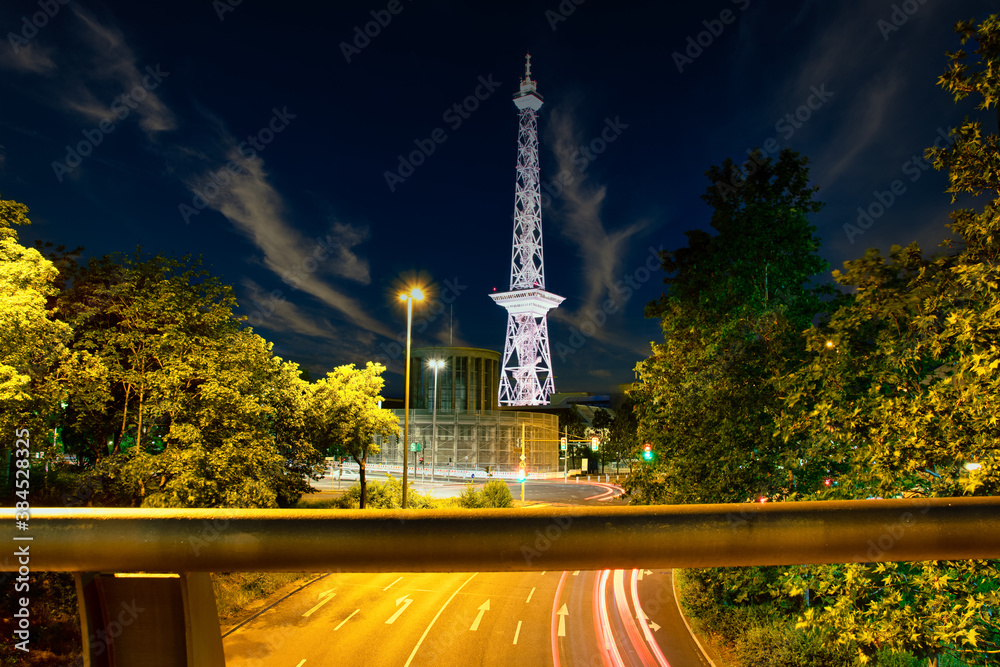 The Berlin radio tower at night