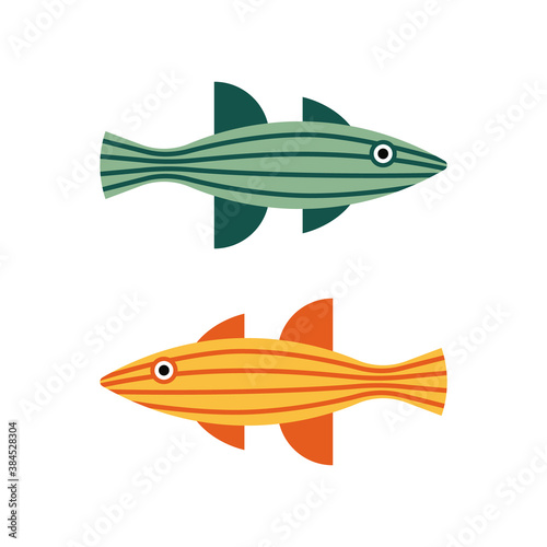 Vector illustration of fish isolated on white background. Handdrawn design element