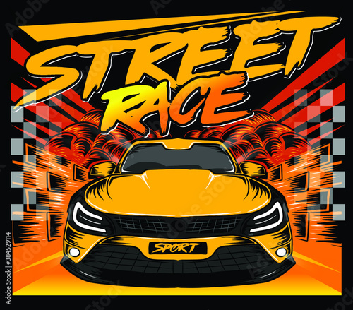 Street Race Supercar Banner Background EPS10