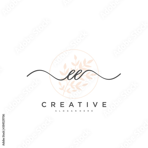 EE Initial handwriting minimalist geometric logo template vector art, Logo for business beauty, fashion, and other