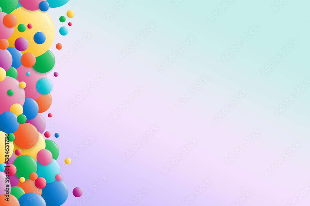 Flying Colorful Spheres on the left edge of the illustration Flying Colorful Spheres on the left edge of the illustration