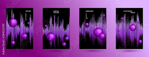 Music banners set with sound wave background.