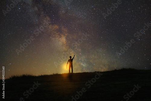person at night, milky way silhouette high resolution space picture