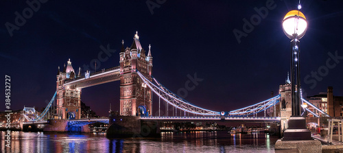 panoramic view on tower bridge in London at night