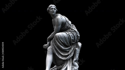 Eurydice statue - rotation Sx - 3D model animation on a black background photo