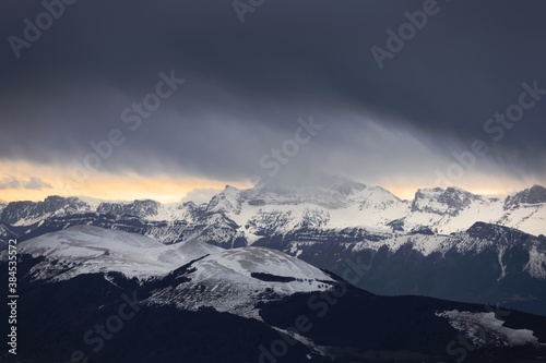 Majestic High mountains with winter snow