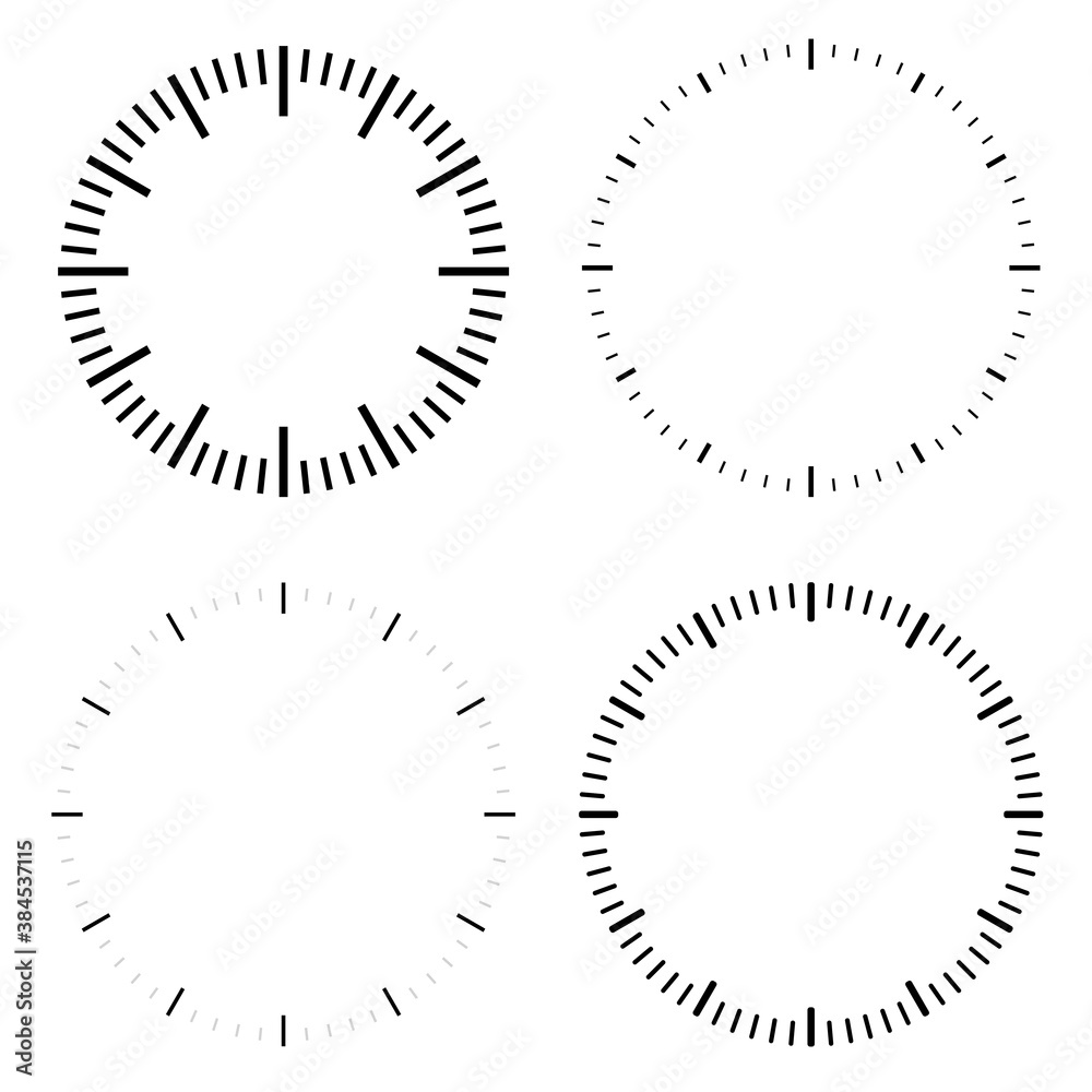 Clock dial face vector illustrations set
