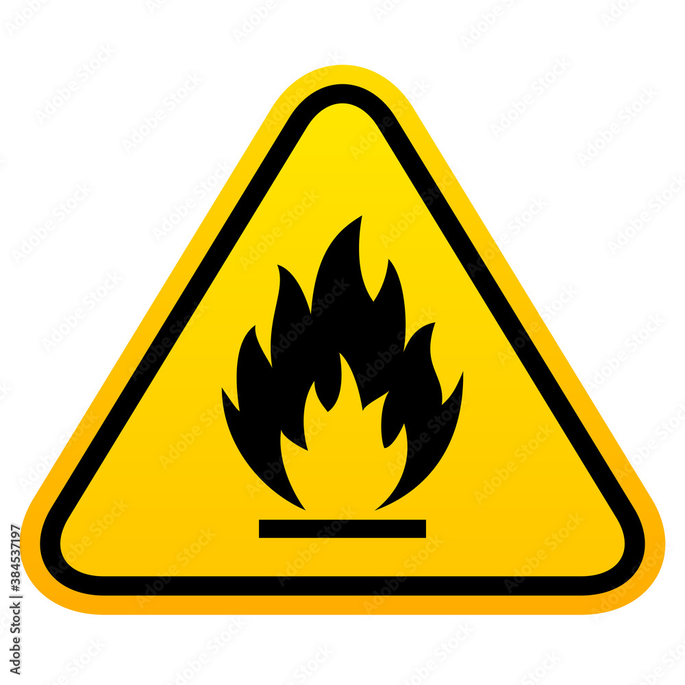 Triangular fire warning sign Triangular fire warning sign