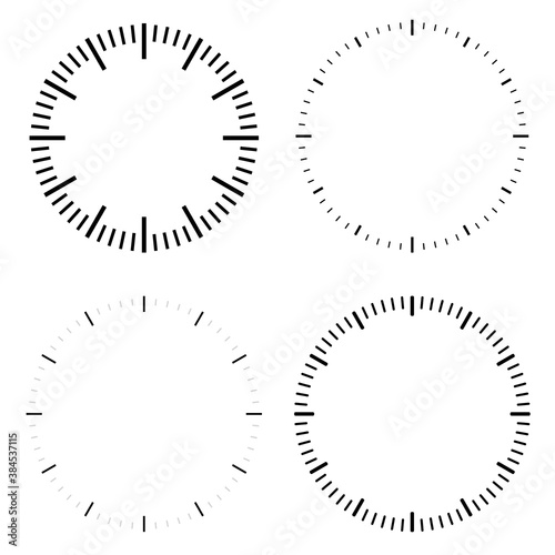 Clock dial face vector illustrations set photo