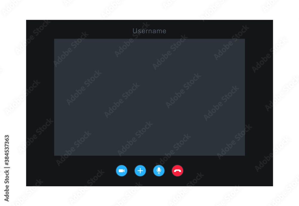 Video call screen. Video call window template. Video chat interface. App for communication in internet.
