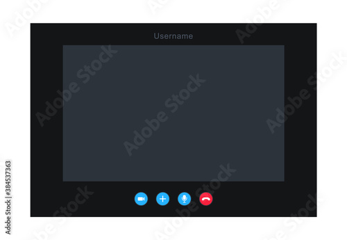 Video call screen. Video call window template. Video chat interface. App for communication in internet.