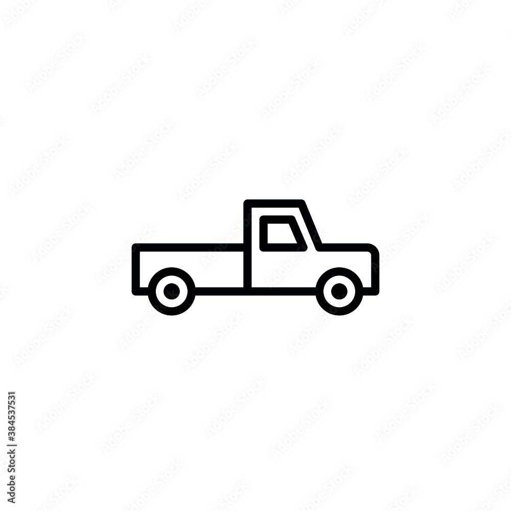 pickup truck icon with line or outline style. vehicle or transport icon stock