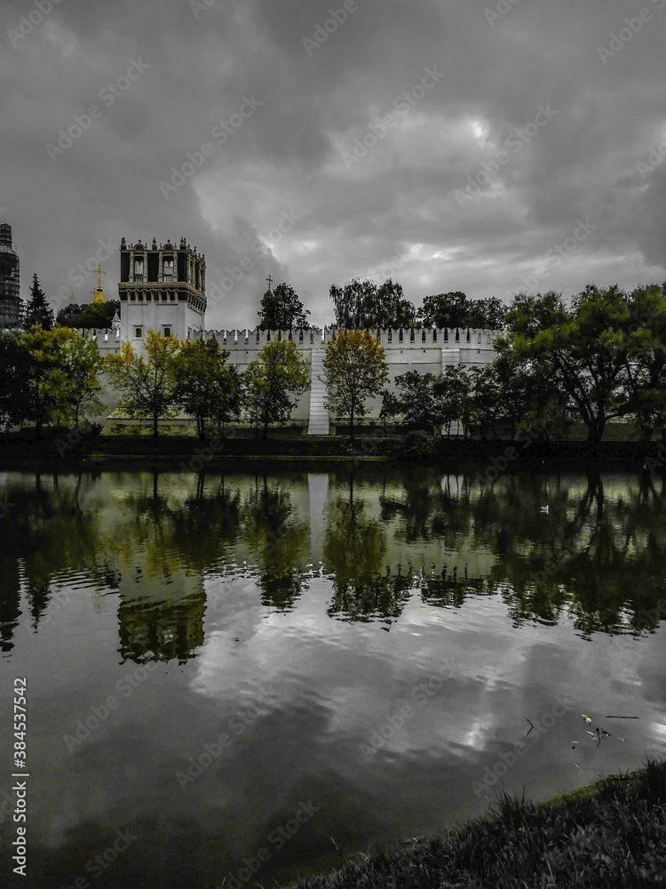 Reflection of a castle on the lake