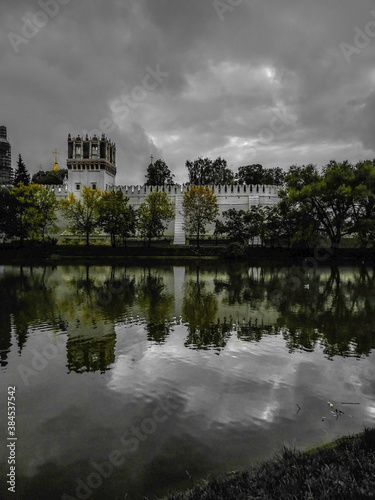 Reflection of a castle on the lake