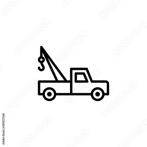tow truck icon with line or outline style. vehicle or transport icon stock