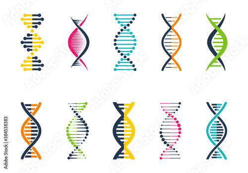Set of DNA elements. Genetic signs. Medical symbols.