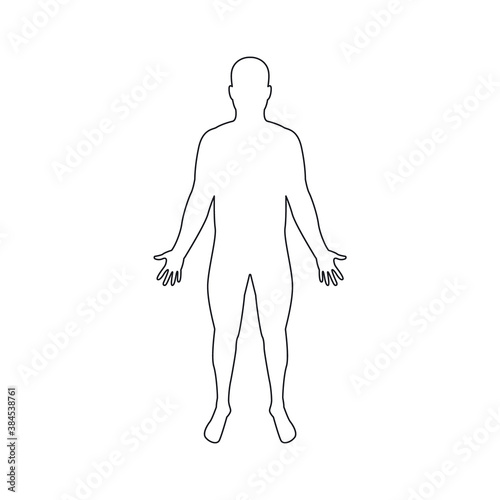 Human body thin line. Male body silhouette. Man symbol. Vector element for design.