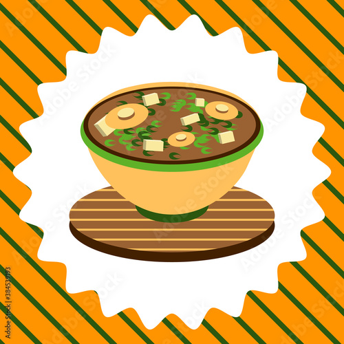 cute illustration of bowl of miso soup