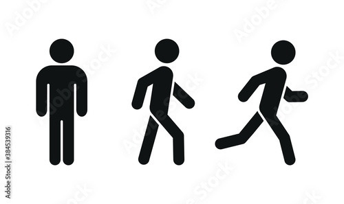 Man stands, walk and run icons. Human, person and man icon set.