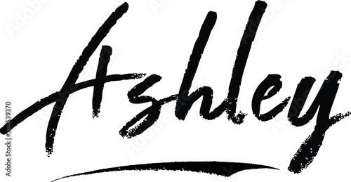 Ashley-Female name Modern Brush Calligraphy on White Background