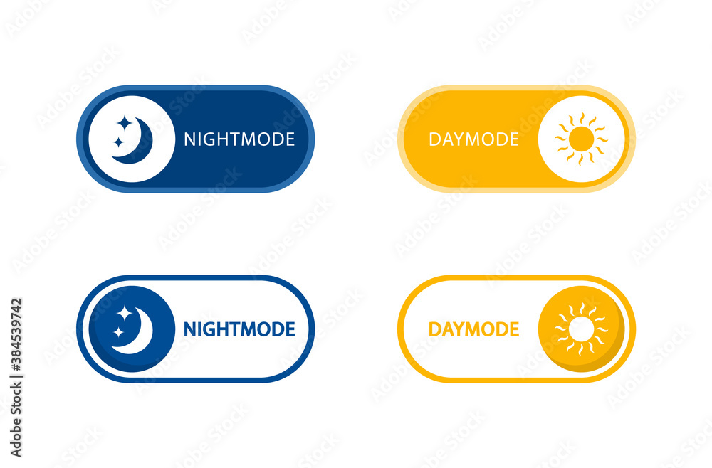 Day and night switch. Day mode, night mode. On off buttons. Day and night switch. Day mode, night mode. On off buttons.